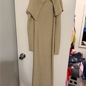 Nasty Gal Beige Ribbed Maxi Dress